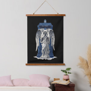 Weeping Angel with Blue Police Box 1 Hanging Tapestry
