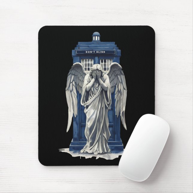 Weeping Angel with Blue Police Box 1 Mouse Pad (With Mouse)