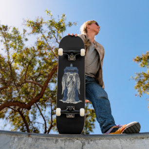Weeping Angel with Blue Police Box 1 Skateboard