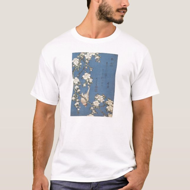 Weeping Cherry and Bullfinch, Hokusai, 1834 T-Shirt