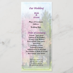 Weeping Cherry and Evergreen Wedding Program Programme