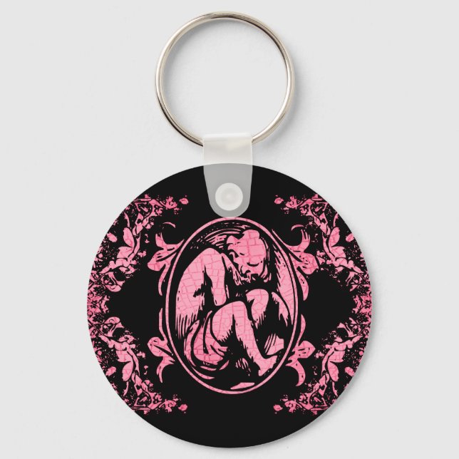 Weeping Cherub in Pink Key Ring (Front)