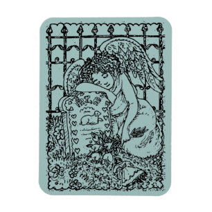 WEEPING GUARDIAN ANGEL, CEMETERY, DEEPEST SYMPATHY MAGNET