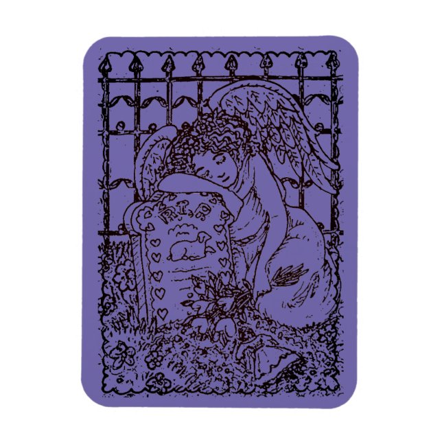 WEEPING GUARDIAN ANGEL, CEMETERY MOURNING SYMPATHY MAGNET (Vertical)