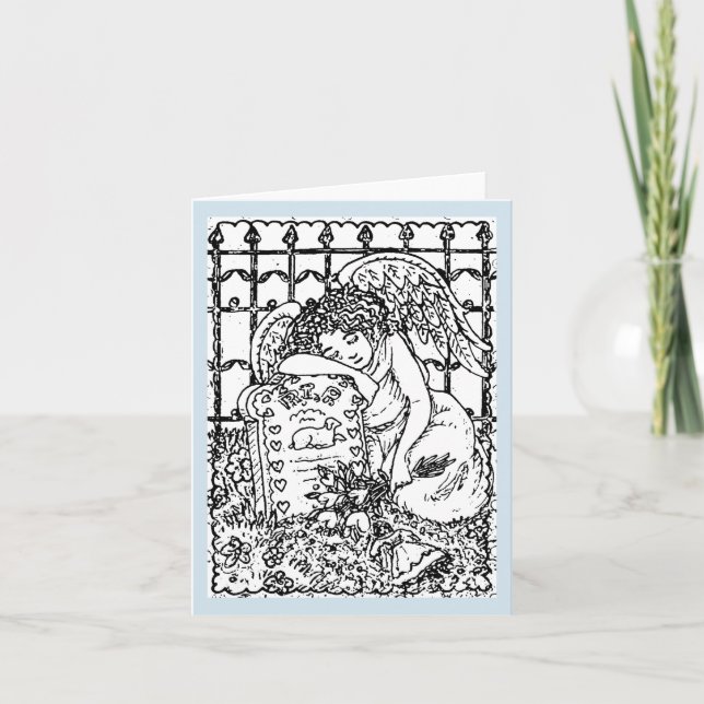 WEEPING GUARDIAN ANGEL, CEMETERY NOTE CARD Blank (Front)