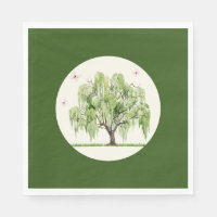 Weeping Williow Wedding Paper Napkin