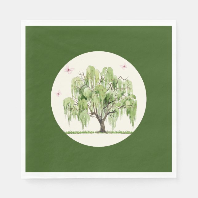 Weeping Williow Wedding Paper Napkin (Front)