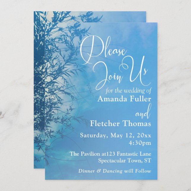 Weeping Willow Ethereal Dreamy Sky Wedding 2 Invitation (Front/Back)