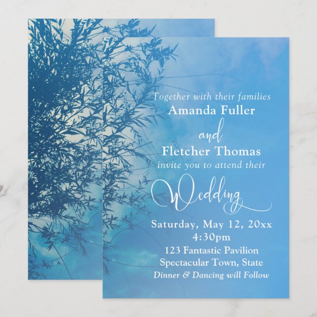 Weeping Willow Ethereal Dreamy Sky Wedding Invitation (Front/Back)