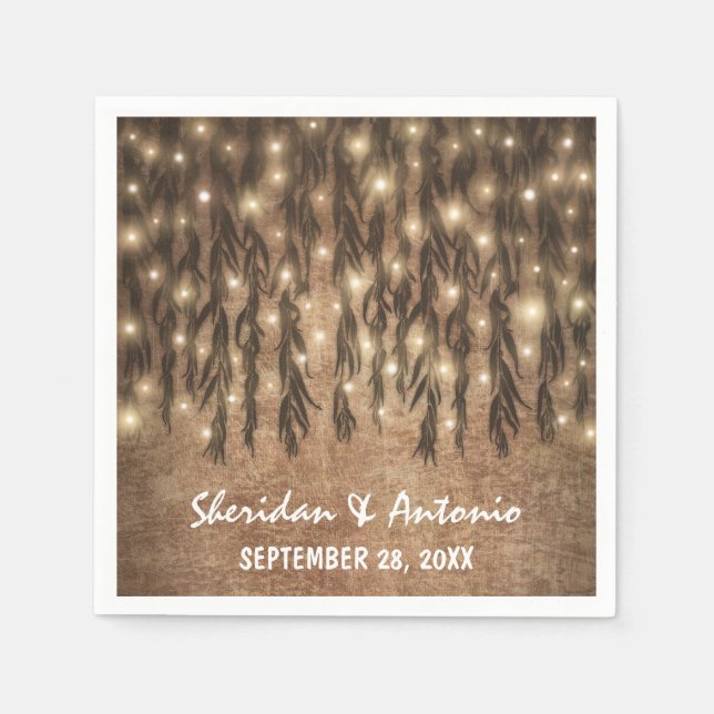 Weeping Willow Tree Branch Lights Vintage Wedding Napkin (Front)