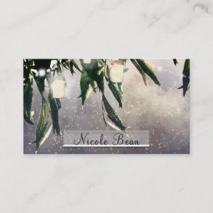 Weeping Willow Tree & Mason Jar Lights Elegant Business Card