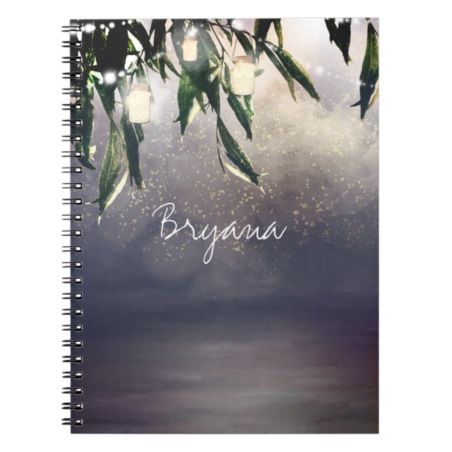 Weeping Willow Tree & Mason Jar Lights Elegant Notebook (Front)