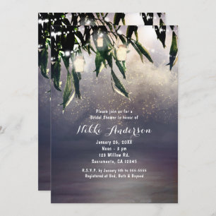 Weeping Willow Tree & Mason Jar Lights Invitations