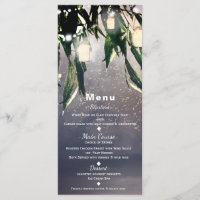 Weeping Willow Tree & Mason Jar Lights Menu Card