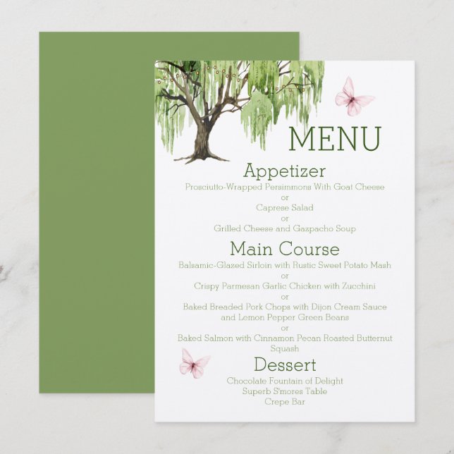 Weeping Willow Wedding Suite 4.5" x 6.25" Menu (Front/Back)
