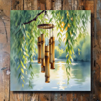 Weeping Willow, Windchimes and Lake