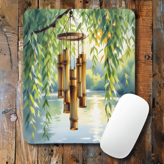 Weeping Willow, Windchimes and Lake Mouse Pad
