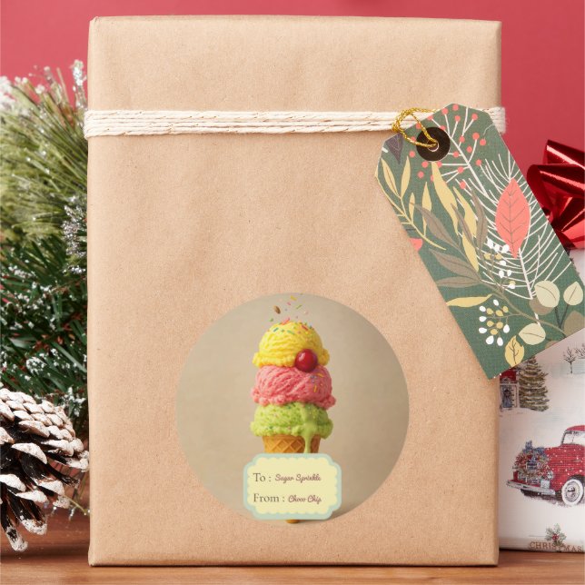 weet Ice Cream Gift Sticker – With To/From Label (Holiday)