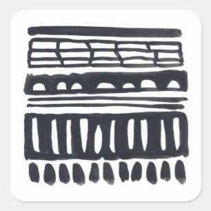 Weft I   Modern Black Watercolor Square Sticker