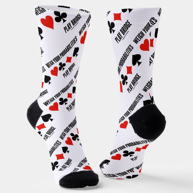 Weigh Your Probabilities Play Bridge 4 Card Suits Socks (Angled)