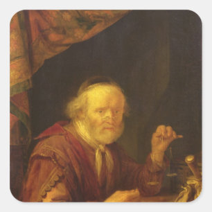 Weighing Gold Square Sticker