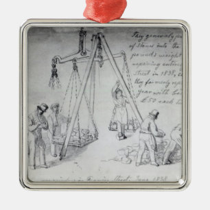 Weighing out stones on Francis Street, London Metal Tree Decoration