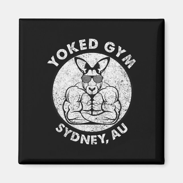 Weight Lift Yoked Gym Sydney Flex Muscle Kangaroo  Magnet (Front)