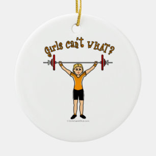 Weight Lifter (Blonde) Ceramic Tree Decoration