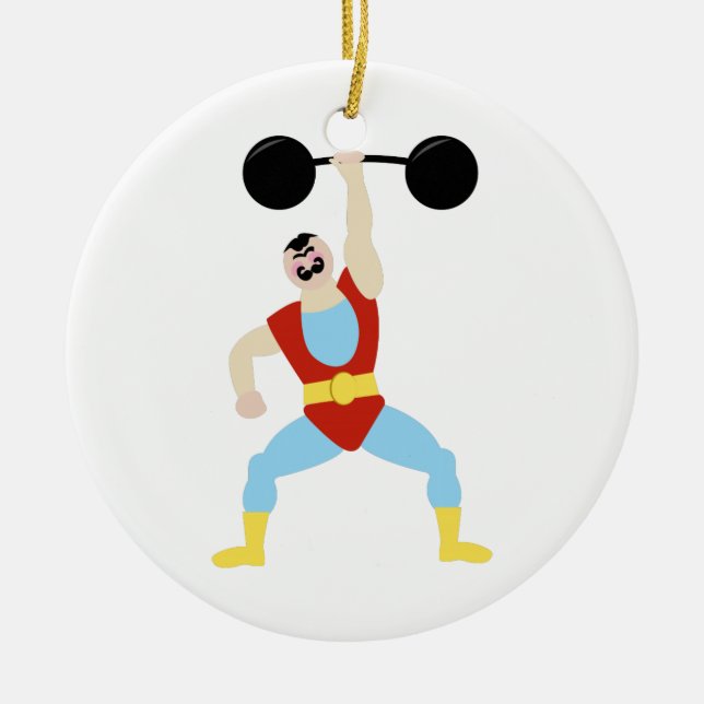 Weight Lifter Ceramic Tree Decoration (Front)
