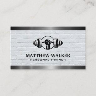 Weight Lifting Logo Brick and Metal Business Card