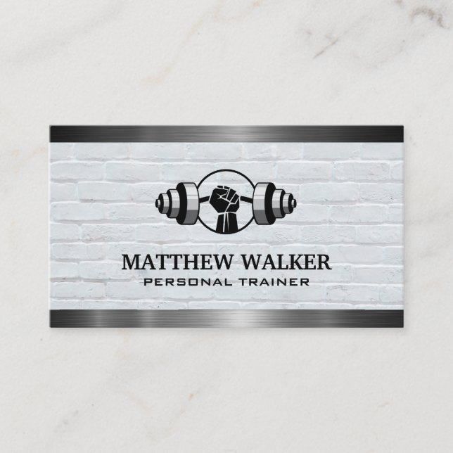 Weight Lifting Logo | Brick and Metal Business Card (Front)