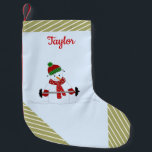 Weight Lifting Snowman Gold Stripes<br><div class="desc">A cute snowman in his winter accessories staying in shape by lifting weights. Great for those tough guys and gals! Add name as desired. Gold stripes accent this design.</div>