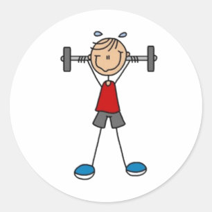 Weight Lifting Stick Figure Classic Round Sticker