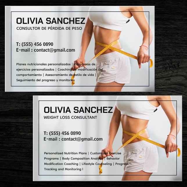 Weight Loss Bilingual Spanish Business Card (Weight Loss Bilingual Spanish Business Cards)