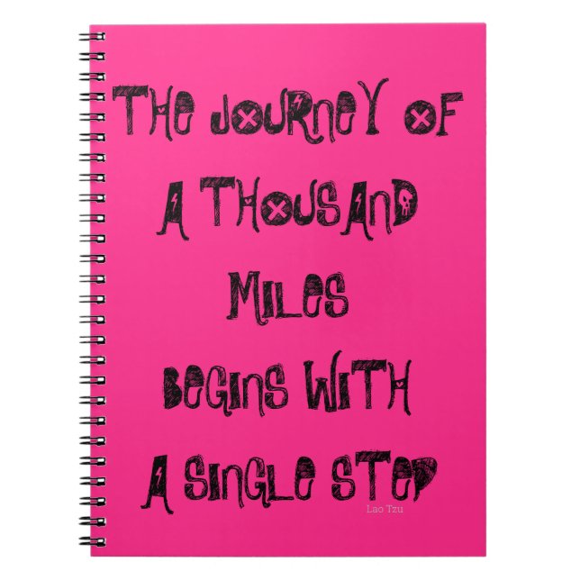 Weight Loss Journal, Pink & Black, Diet Motivation Notebook (Front)