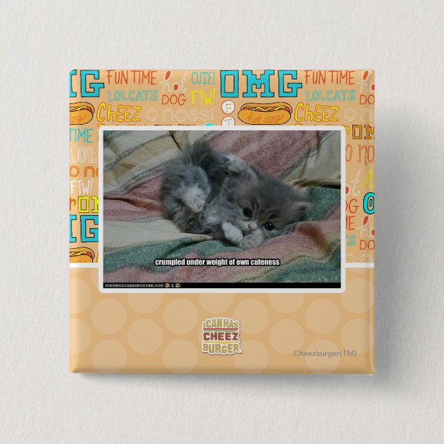 Weight of own cuteness 15 cm square badge (Front)