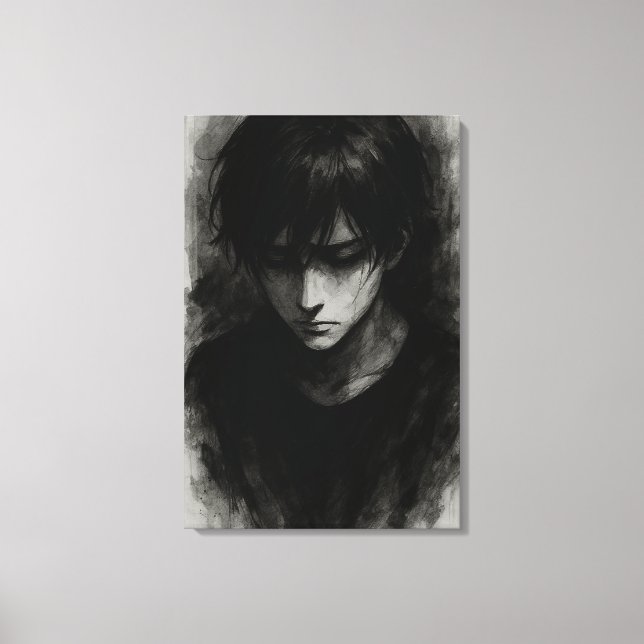 Weight of Silence – Inked Reflection Canvas Print (Front)