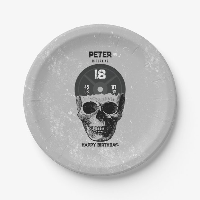 Weight Plate Skull Training Bodybuilding Birthday (Front)