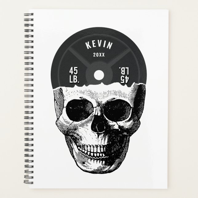Weight Plate Skull Training Fitness Bodybuilding  Planner (Front)