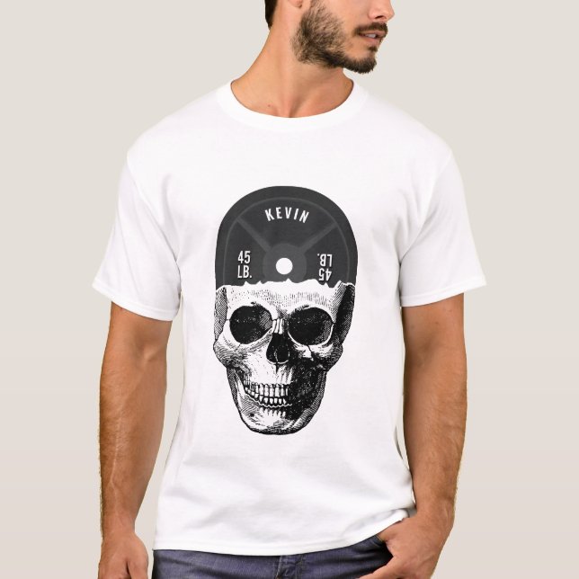 Weight Plate Skull Training Fitness Bodybuilding  T-Shirt (Front)