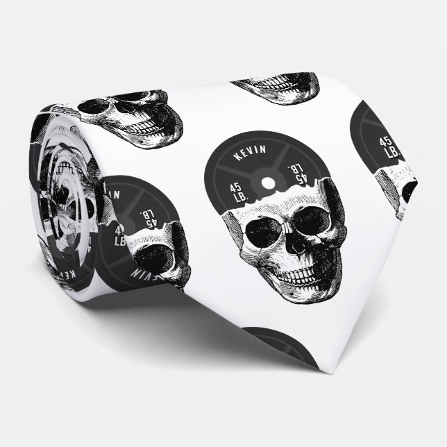 Weight Plate Skull Training Fitness Bodybuilding  Tie (Rolled)