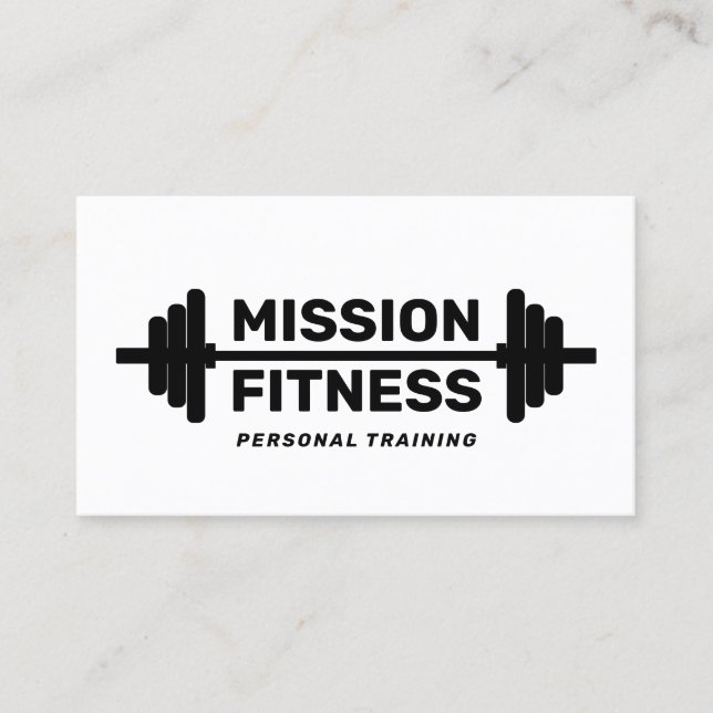Weight Training Personal Trainer Black White Business Card (Front)