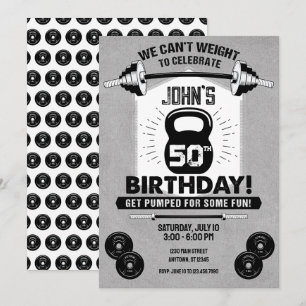 Weight Workout Fitness Crossfit 50th Birthday Invitation