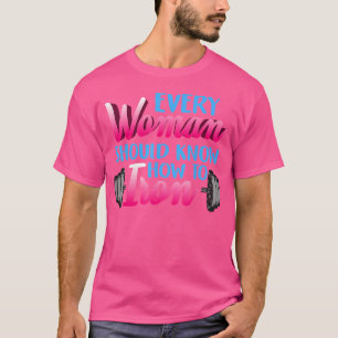Weightlifing Barbell Female Bodybuilder T-Shirt