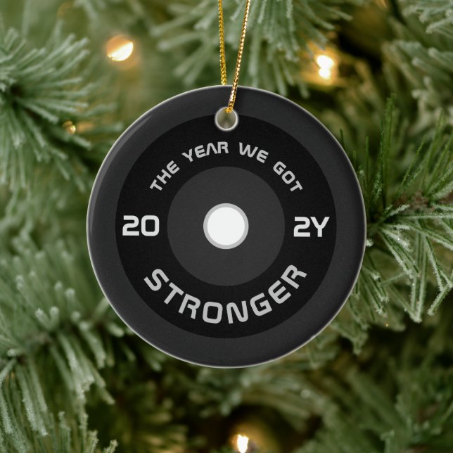 Weightlifter barbell fitness 2022 photo Christmas Ceramic Tree Decoration (Tree)