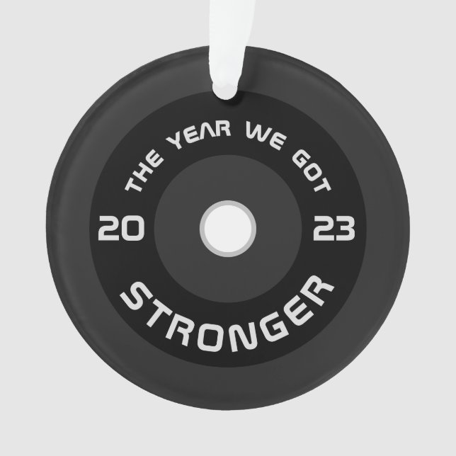 Weightlifter barbell fitness 2025 holiday ornament (Front)