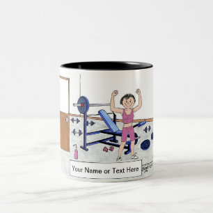 Weightlifter - Female, Personalized Cartoon Two-Tone Coffee Mug