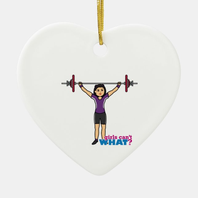 Weightlifter Girl - Medium Ceramic Tree Decoration (Front)