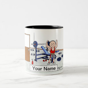 Weightlifter - Male Cartoon Two-Tone Coffee Mug