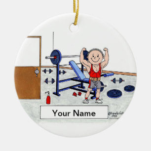 Weightlifter - Male Ceramic Tree Decoration